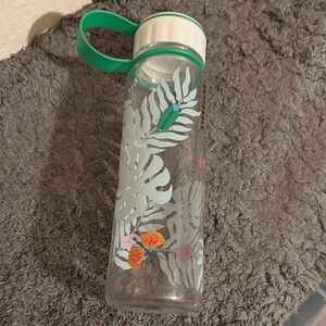 Starbucks Tropical Leaf Print Water Bottle with attached Lid